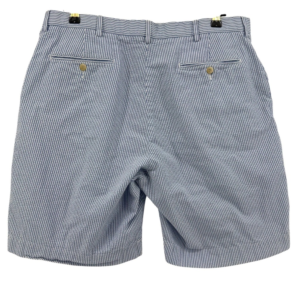 Vintage Polo Ralph Lauren Men Blue White Seersucker Striped Cotton Shorts Sz‎ 36 - Picture 2 of 6
